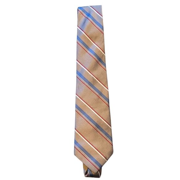 Christian Dior Men's Tan Striped 100% Silk Tie OS - Picture 1 of 5